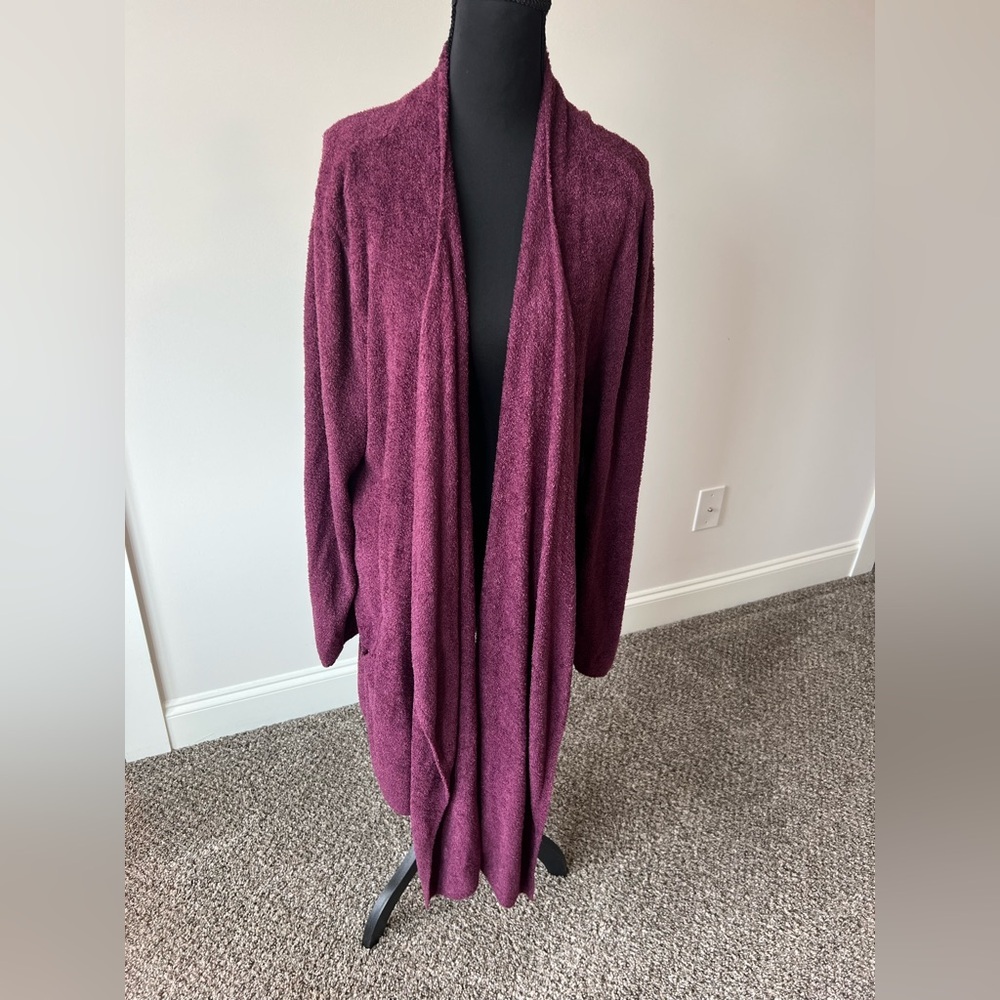 Barefoot Dreams Cozy Chic Women’s 2X Purple Open Front Cardigan Robe W/Pockets